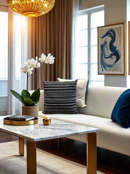 NOCTA LINES CUSHION WHITE & BLACK 20 x 20 IN