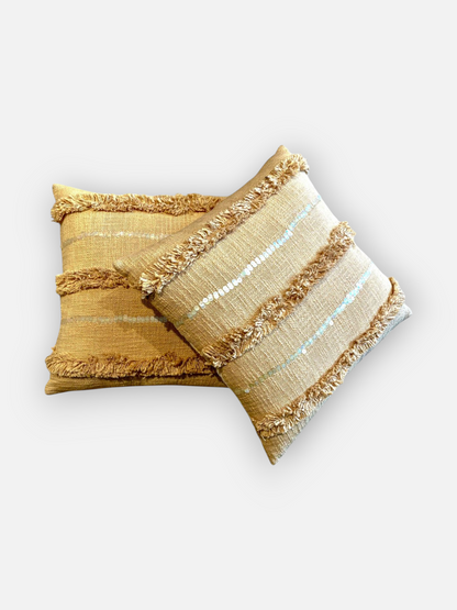 ROSELLE SEQUIN CUSHION BEIGE 18 x 18 IN