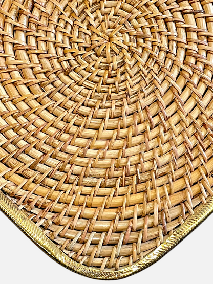 NATURALUXE SQUARE TABLE MAT HONEY BROWN & GOLD (PER PC)
