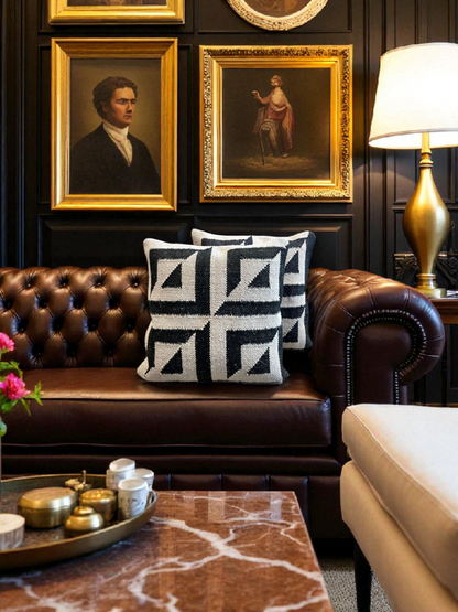 NAVARRA CUSHION BLACK & WHITE 20 x 20 IN