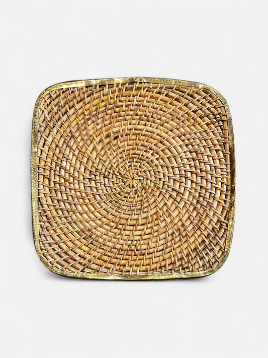 NATURALUXE SQUARE TABLE MAT HONEY BROWN & GOLD (PER PC)