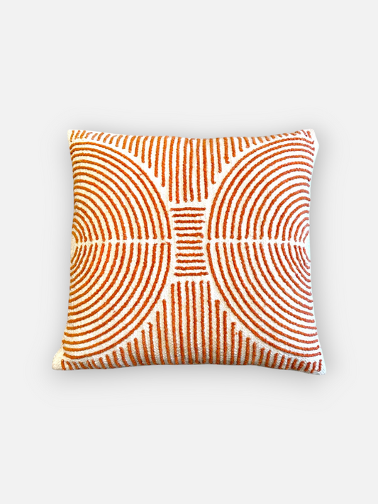 RAVELLO  CUSHION TERRACOTTA & IVORY 16 x 16 IN