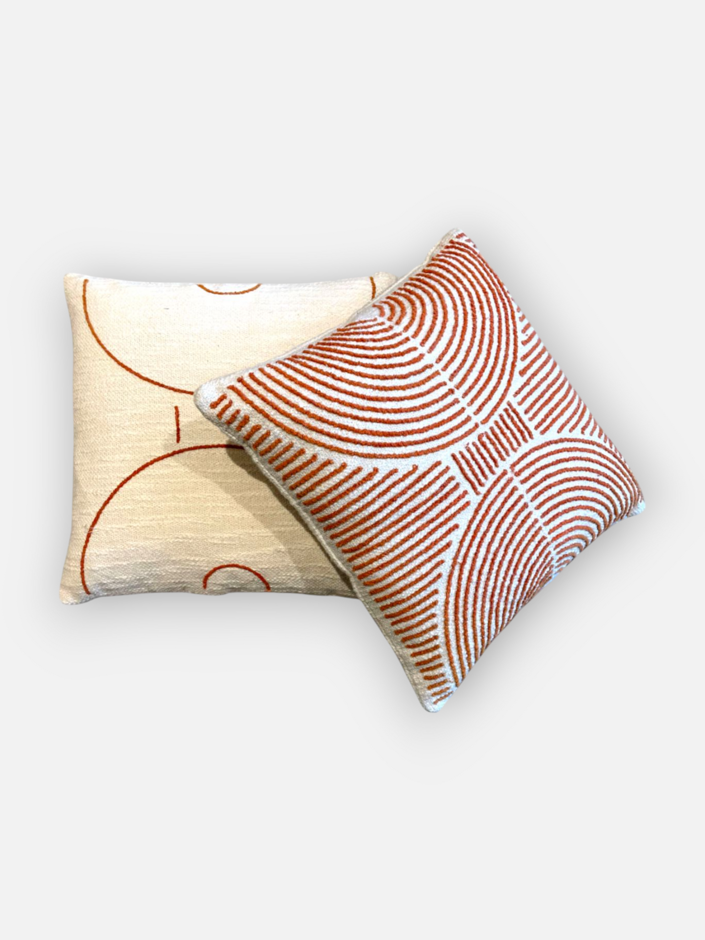 RAVELLO  CUSHION TERRACOTTA & IVORY 16 x 16 IN