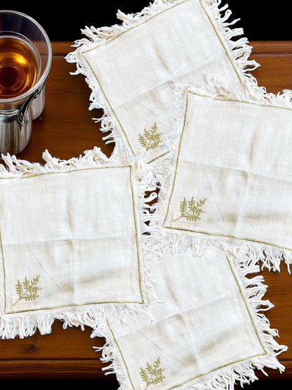 AURUM COCKTAIL NAPKIN CRAEM & GOLD (SET OF 4)