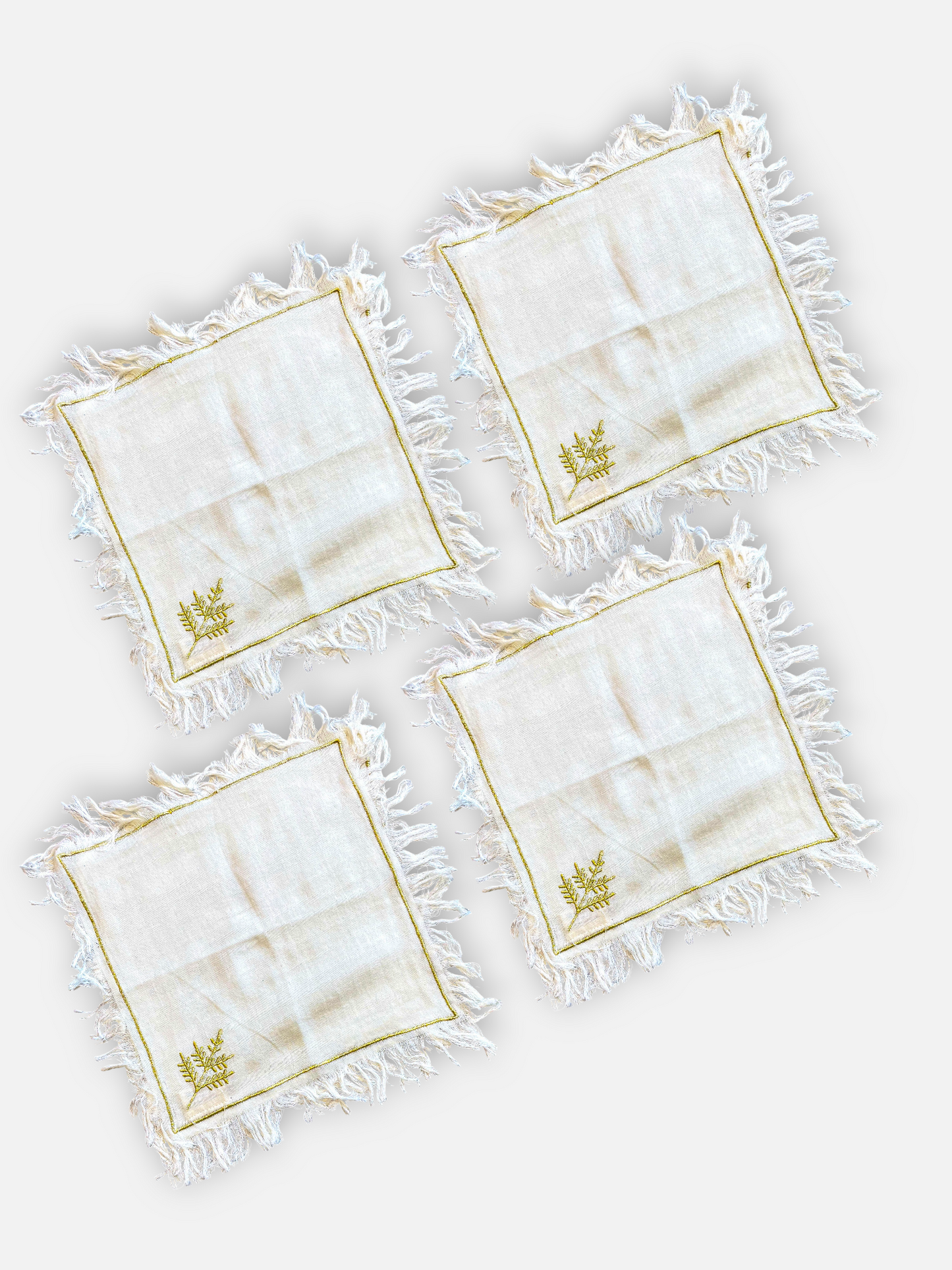 AURUM COCKTAIL NAPKIN CRAEM & GOLD (SET OF 4)