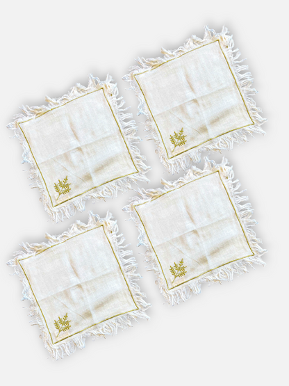 AURUM COCKTAIL NAPKIN CRAEM & GOLD (SET OF 4)