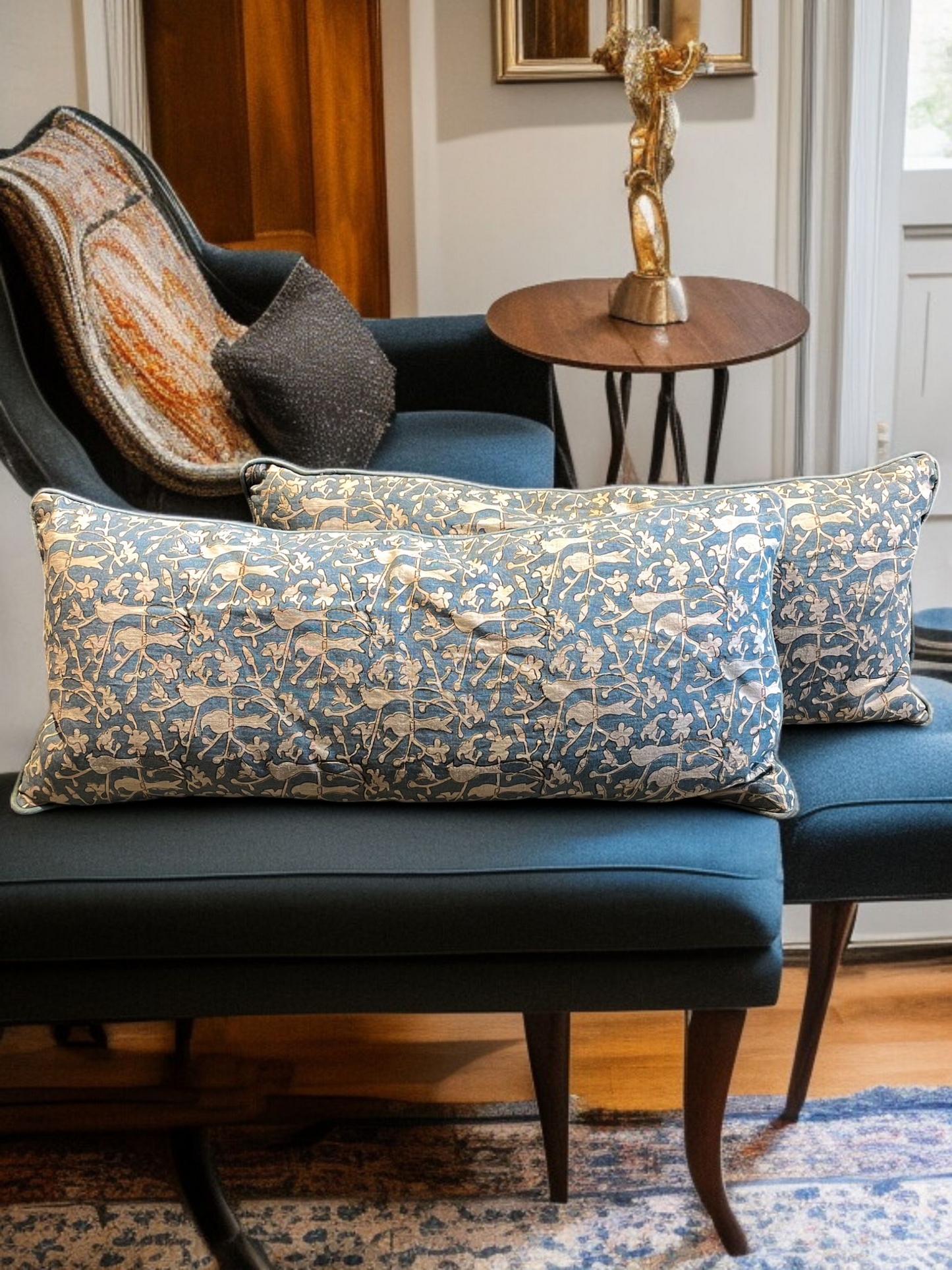 NOORLEAF LUMBER CUSHION SMOKY TEAL 17 x 10 IN