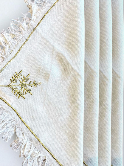 AURUM COCKTAIL NAPKIN CRAEM & GOLD (SET OF 4)