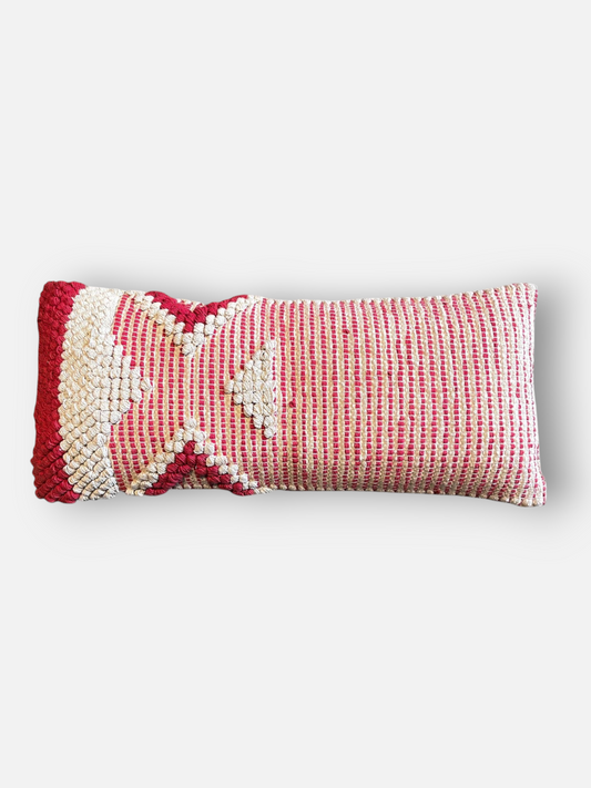 RUMI CHEVRON LUMBER CUSHION RED & NATURAL 26 x 12 IN