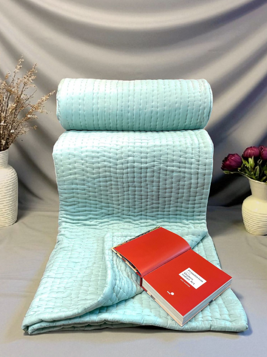 DELMARE BEDSPREAD WITH 2 CUSHION COVERS POWDER AQUA 90 x 108 IN