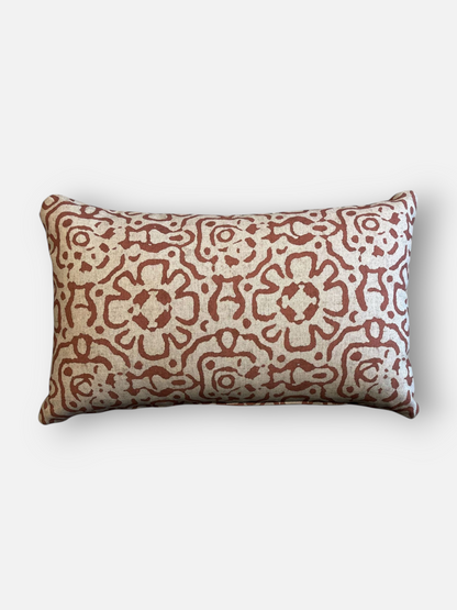 RUSTICA LUMBER CUSHION TERRACOTTA & BEIGE 18 x 11 IN