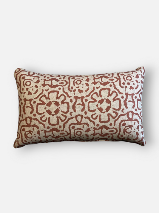 RUSTICA LUMBER CUSHION TERRACOTTA & BEIGE 18 x 11 IN