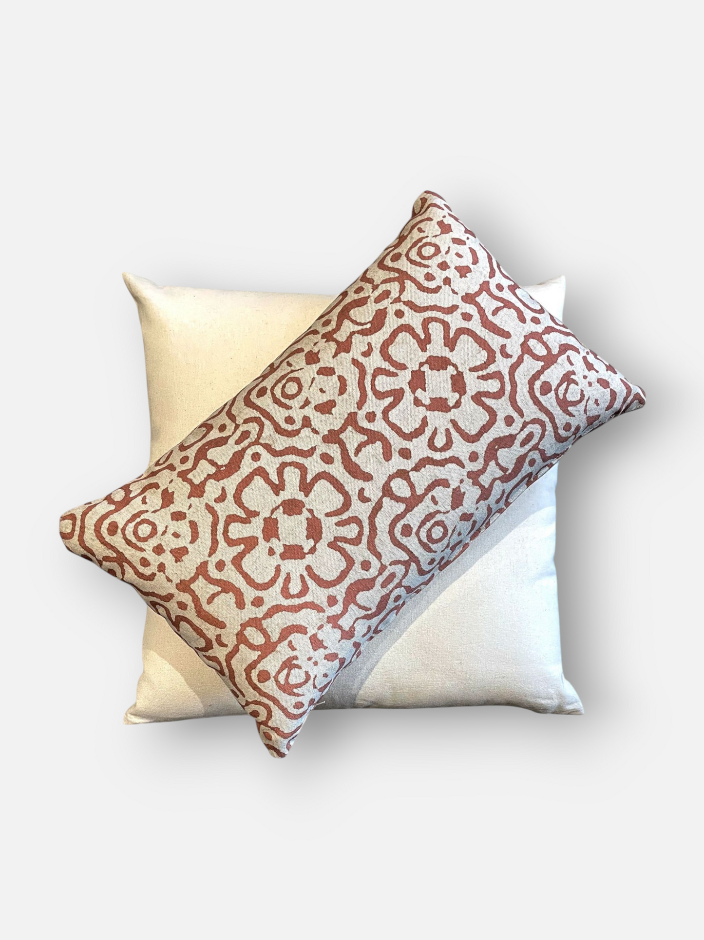 RUSTICA LUMBER CUSHION TERRACOTTA & BEIGE 18 x 11 IN