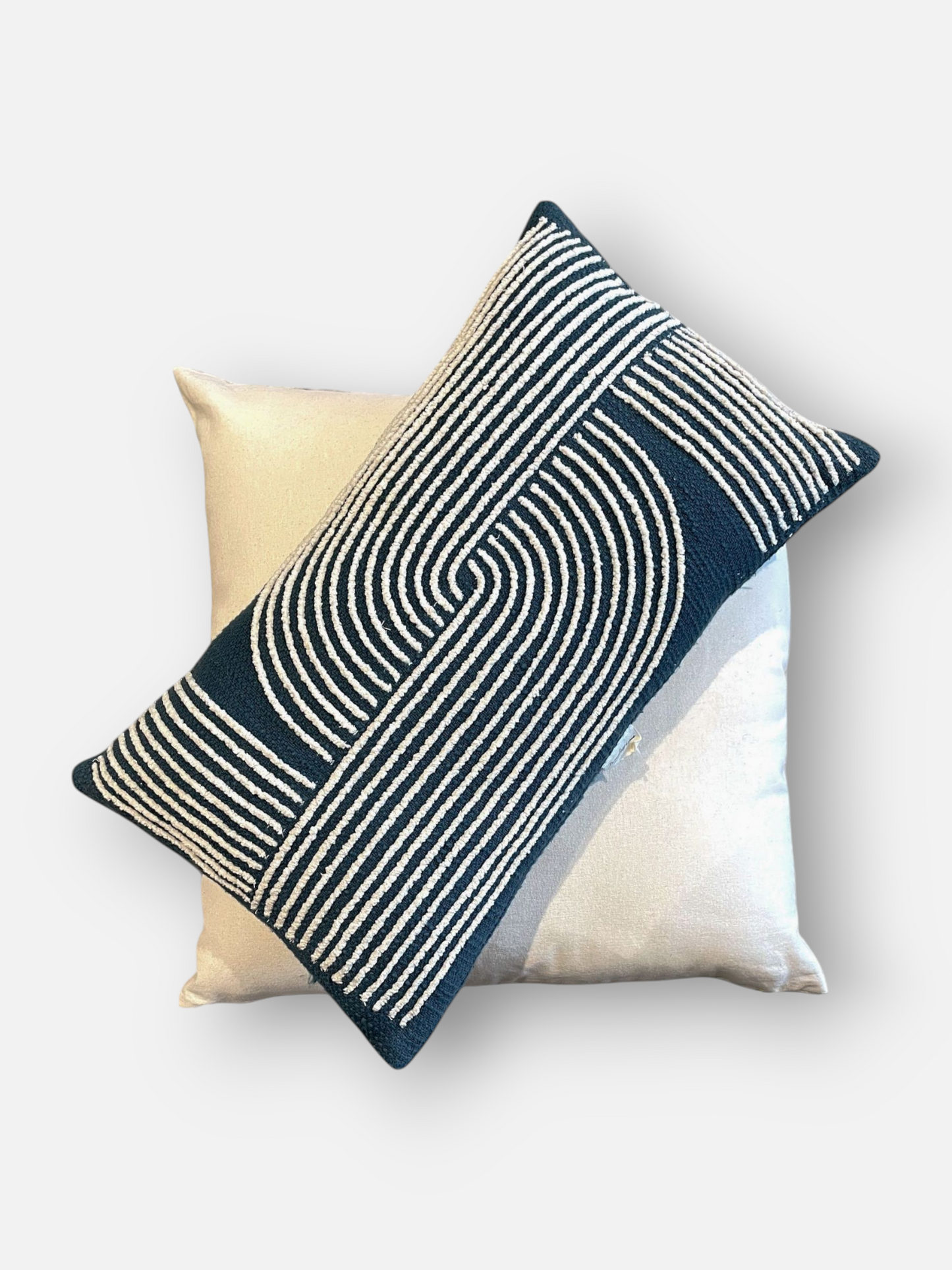 NAVI LUMBER CUSHION BLUE & IVORY 19 X 11 IN