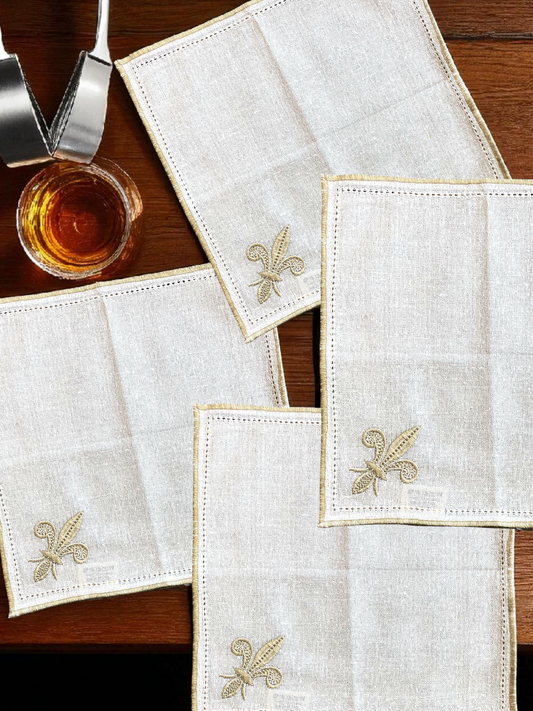 BELLEGARDE COCKTAIL NAPKIN NATURAL GOLD (SET OF 4)