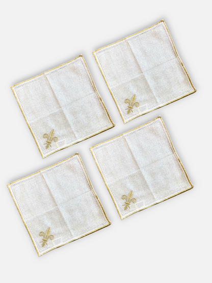 BELLEGARDE COCKTAIL NAPKIN NATURAL GOLD (SET OF 4)