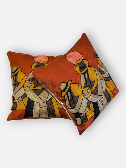 DORADO FIGURE CUSHION RUST & CHARCOAL 18 x 18 IN