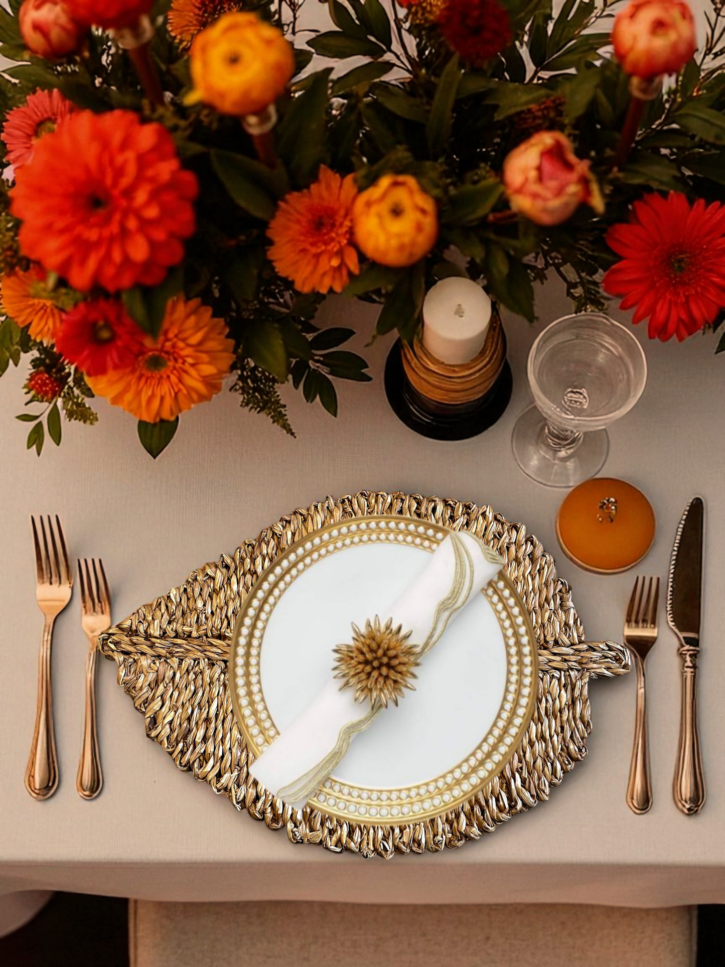 RUSTIQUE LEAF TABLE MAT HONEY BROWN (PER PC)