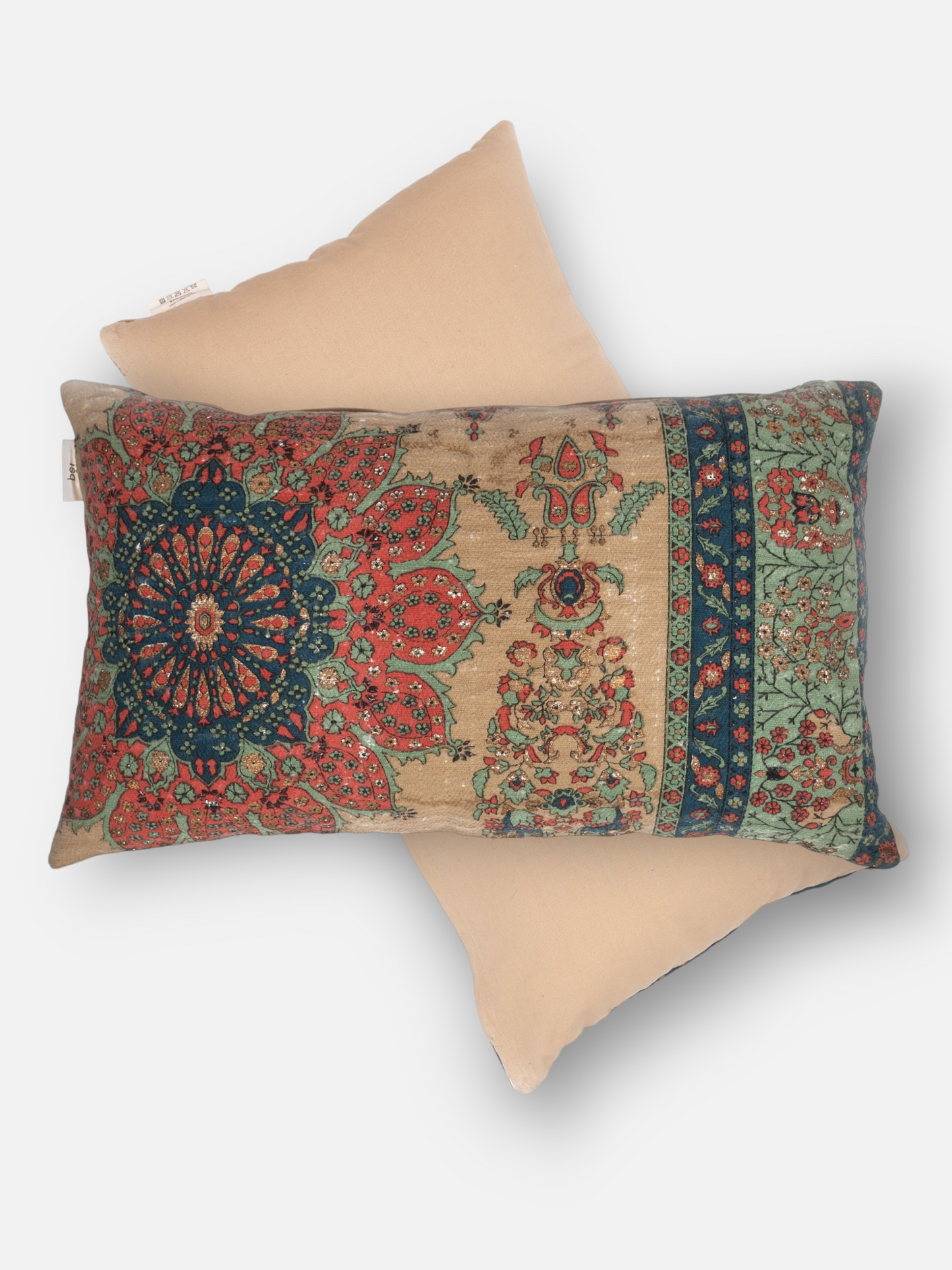 RAVAYA CUSHION MULTI & BEIGE 15 x 27 IN