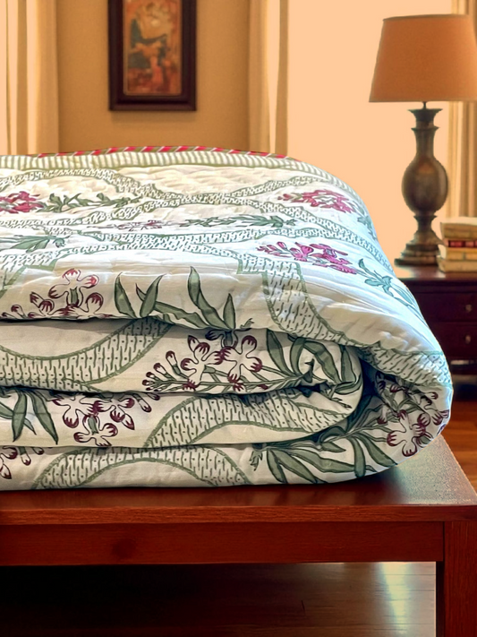 ROSEWOOD QUILTED COMFORTER IVORY 90 x 108 IN
