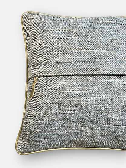 ROHANIC LUMBER CUSHION GREY & ORANGE 18 X 12 IN