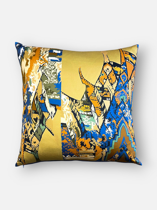 RUZANTRA SILK CUSHION GOLD 18 x 18 IN