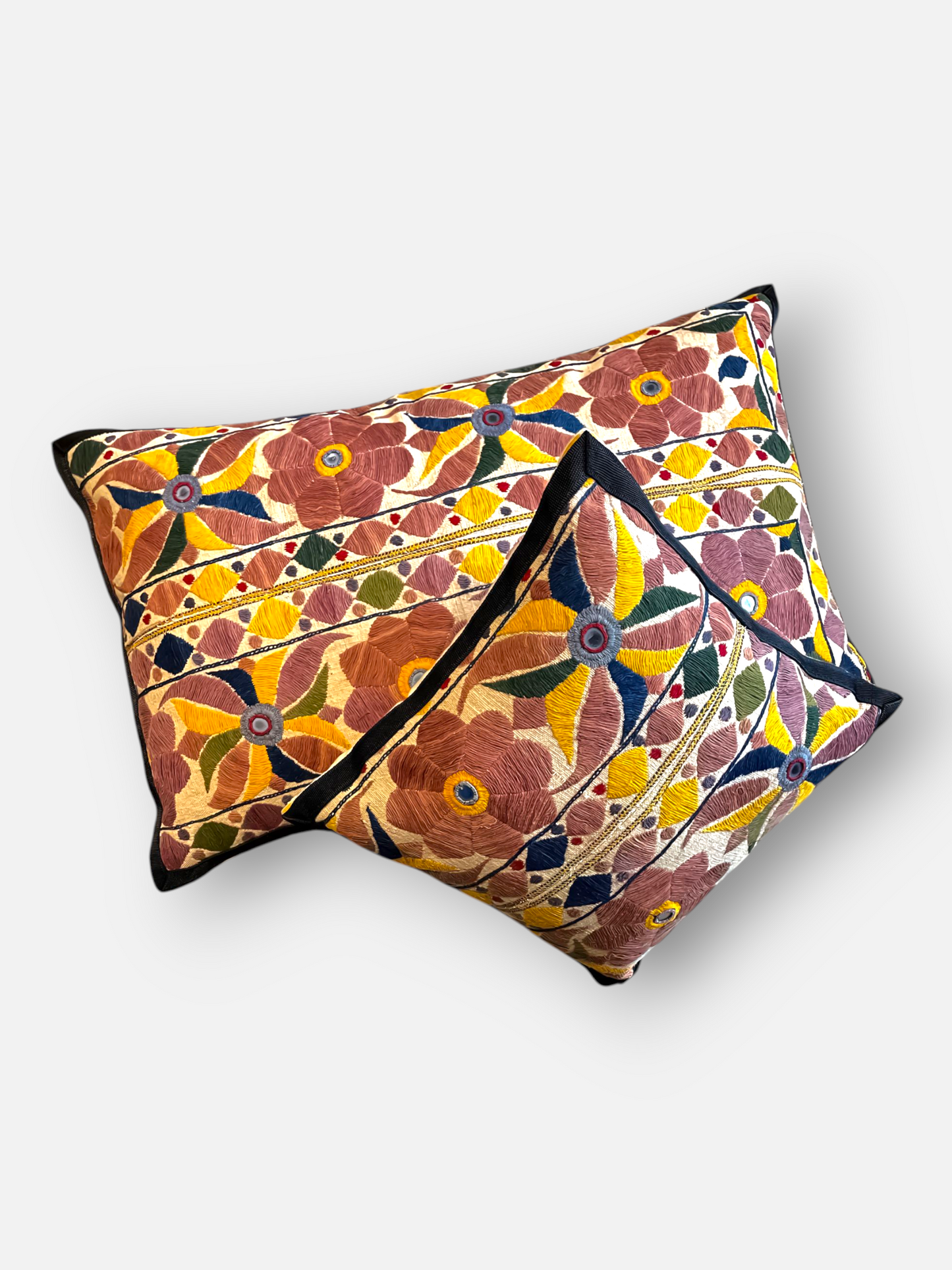 RANG MAHAL CUSHION MUSTERED YELLOW 14 x 14 IN