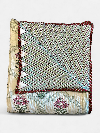 ROSEWOOD QUILTED COMFORTER IVORY 90 x 108 IN