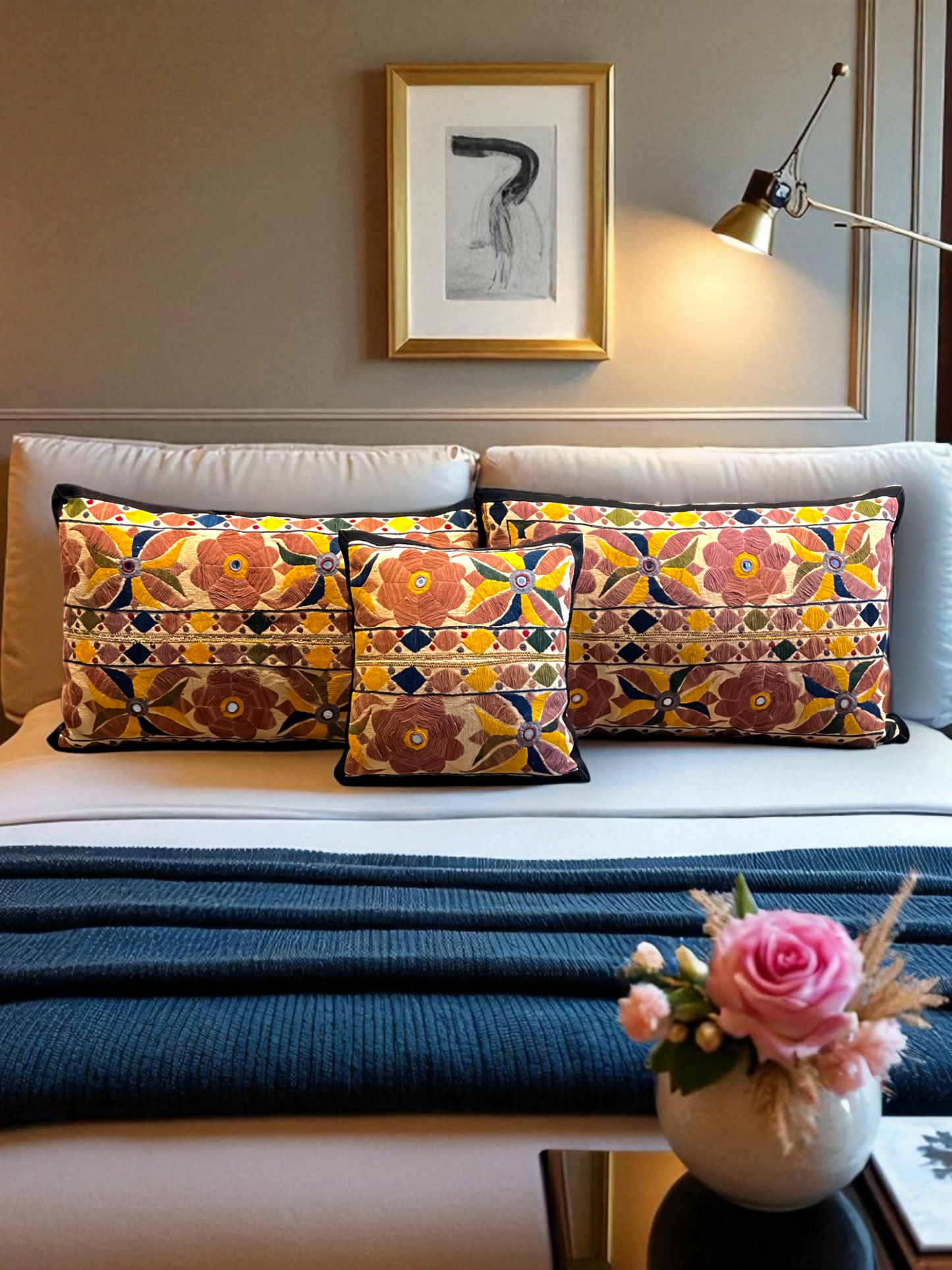 RANG MAHAL LUMBER CUSHION MUSTERED YELLOW 25 x 12 IN