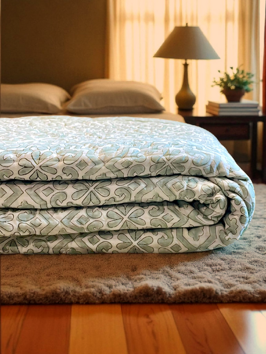 ROCHELLE QUILTED COMFORTER PASTEL BLUE 90 x 108 IN