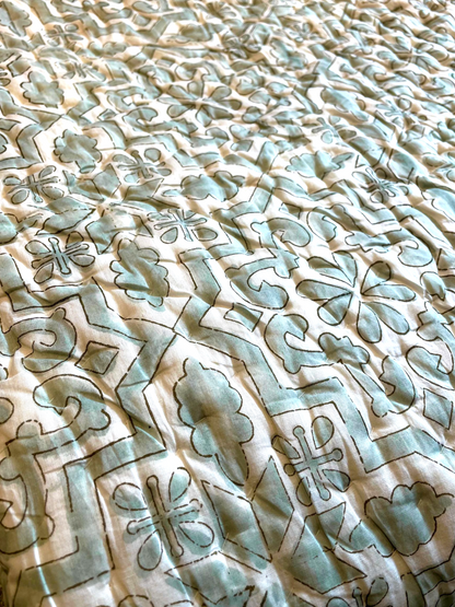 ROCHELLE QUILTED COMFORTER PASTEL BLUE 90 x 108 IN