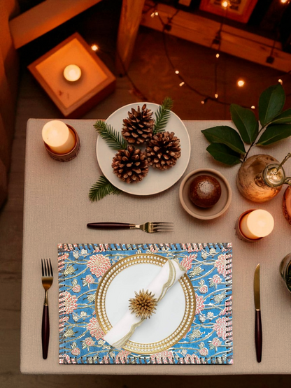 DAHLIA TABLE MAT TURQUOISE BLUE (PER PC)