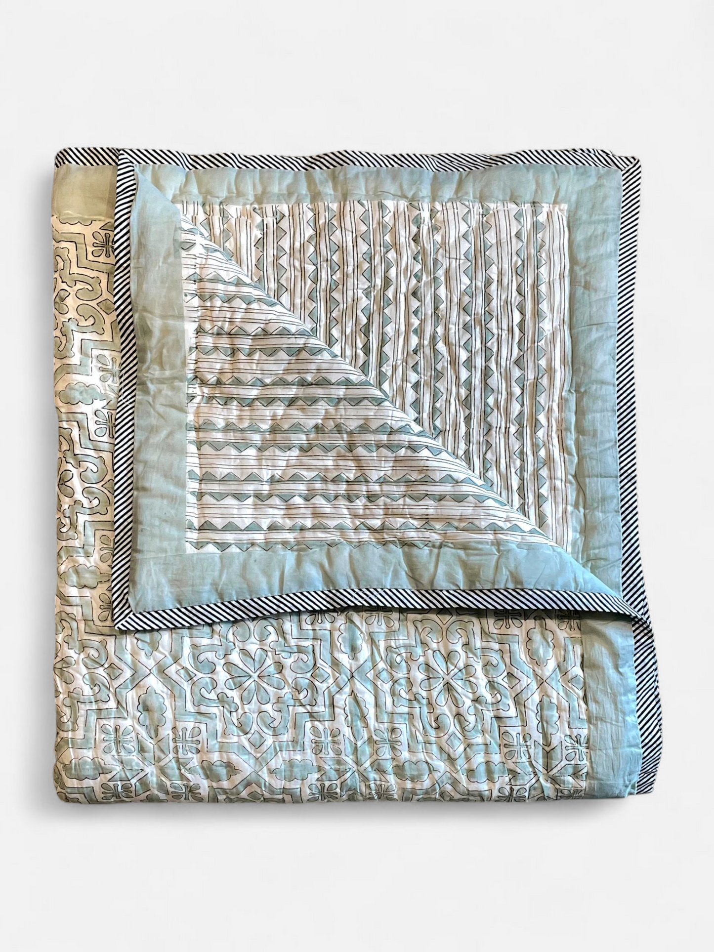ROCHELLE QUILTED COMFORTER PASTEL BLUE 90 x 108 IN