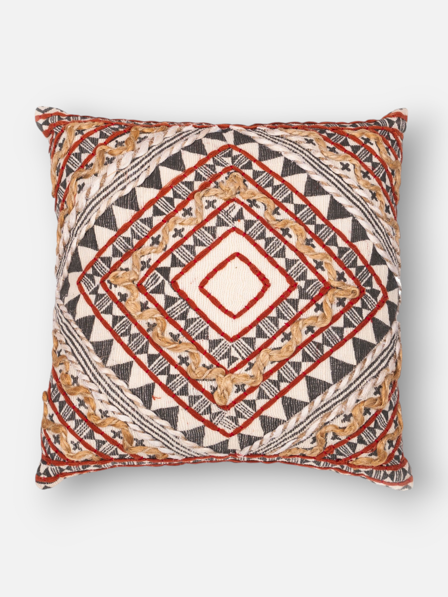 NAZARI TRACE CUSHION RUST & IVORY 18 x 18 IN