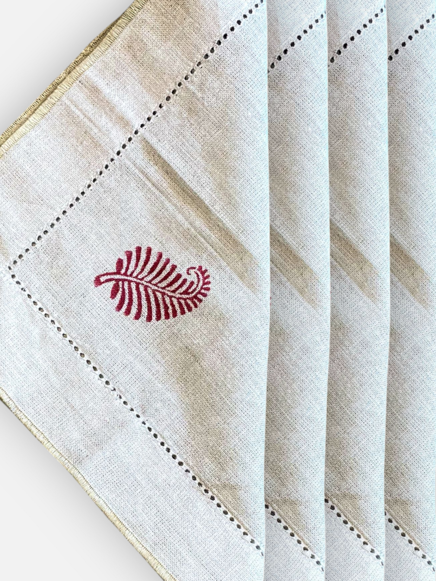 NERRA LEAF COCKTAIL NAPKIN BEIGE & PINK (SET OF 4)
