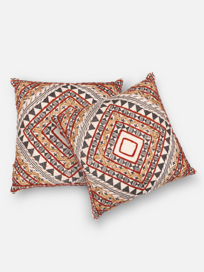 NAZARI TRACE CUSHION RUST & IVORY 18 x 18 IN