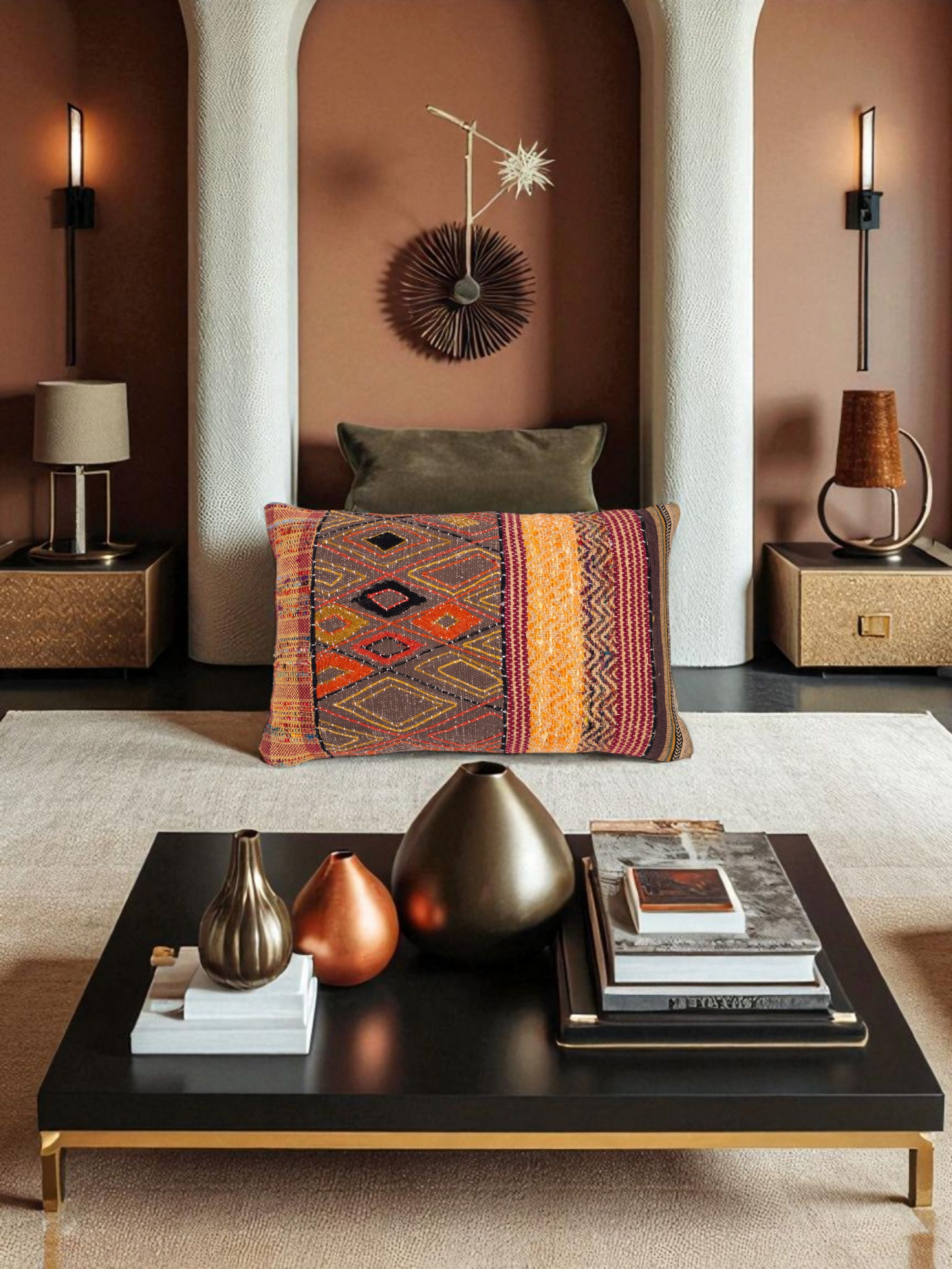 DESIRA LUMBER CUSHION BURNT ORANGE 24 x 15 IN