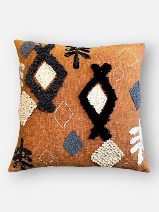 ROUX CUSHION BURNT ORANGE 18 x 18 IN