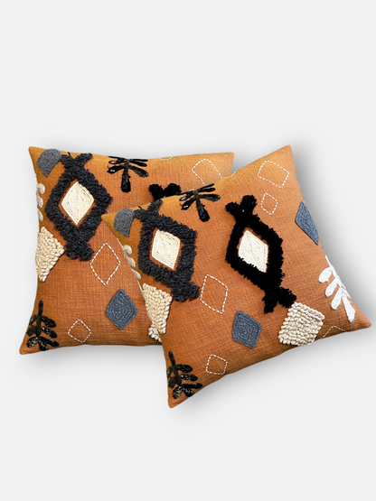 ROUX CUSHION BURNT ORANGE 18 x 18 IN