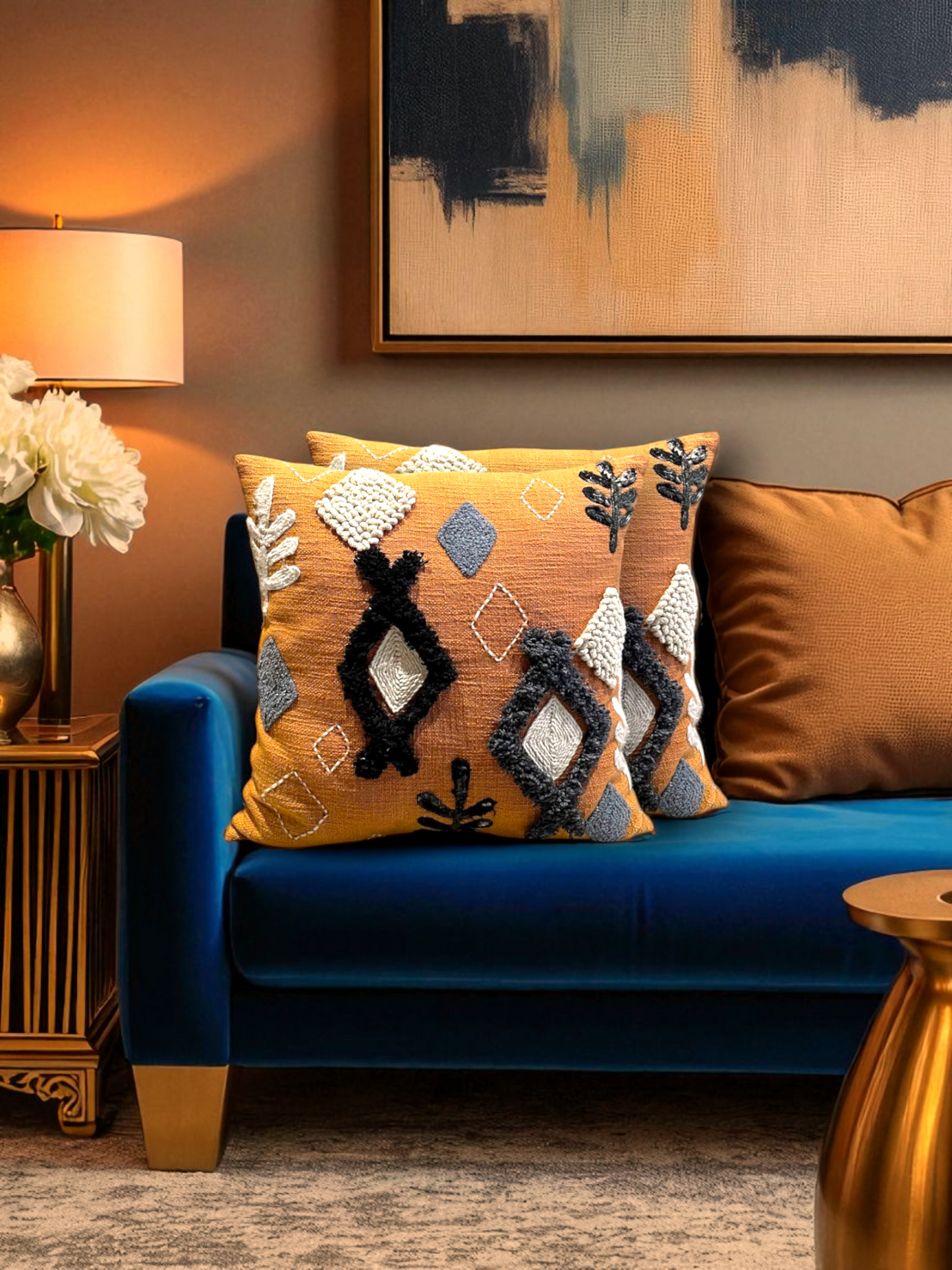 ROUX CUSHION BURNT ORANGE 18 x 18 IN