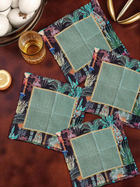 SELVA NOIRE COCKTAIL NAPKIN OLIVE GREEN & MULTI