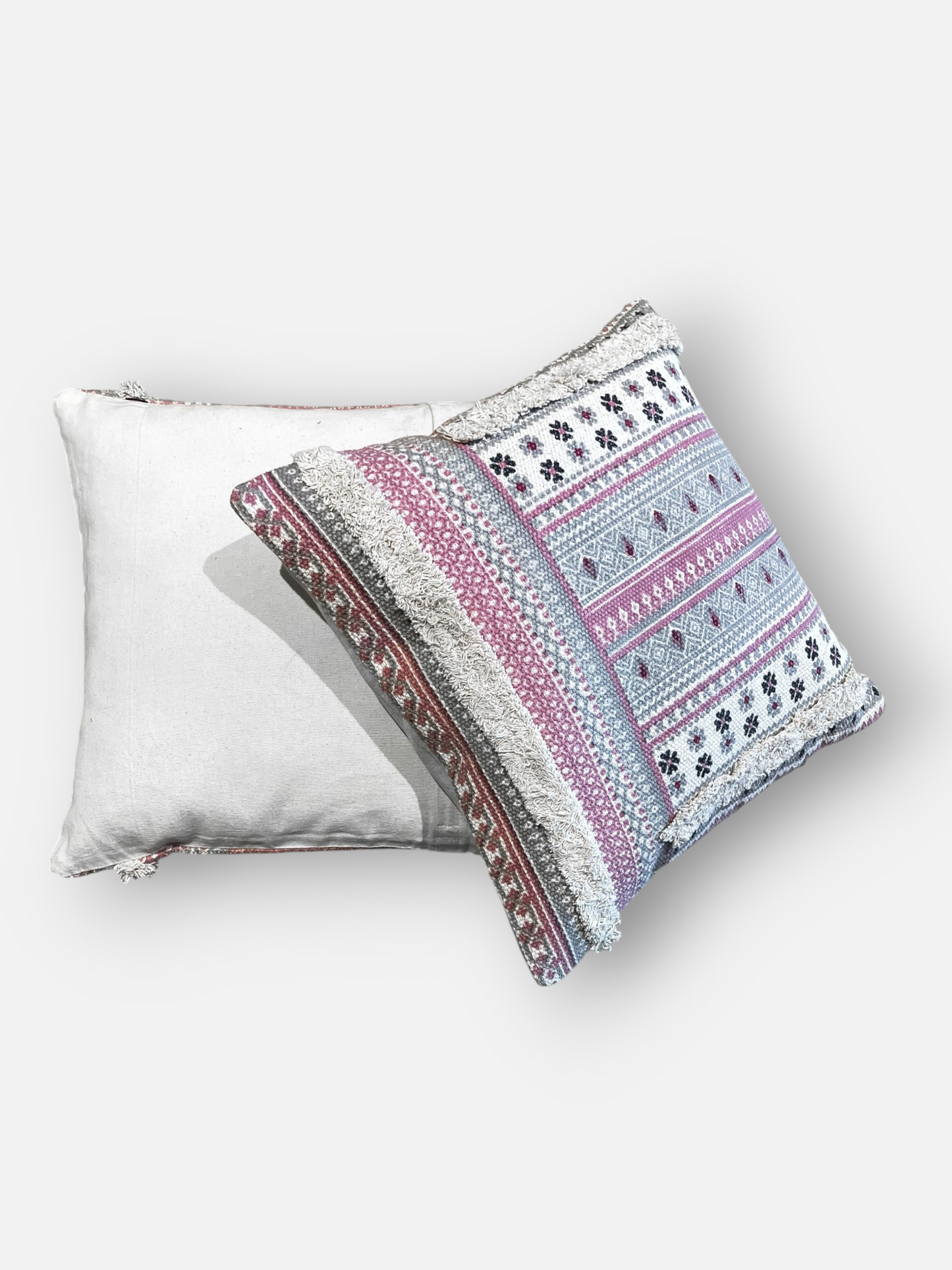 DORENZA CUSHION DUSTY ROSE & GREY 18 x 18 IN