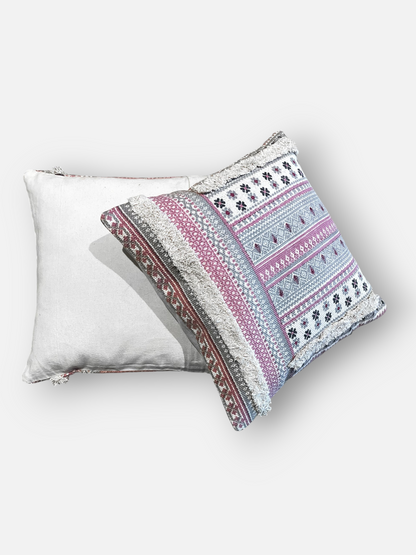 DORENZA CUSHION DUSTY ROSE & GREY 18 x 18 IN