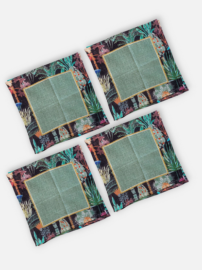 SELVA NOIRE COCKTAIL NAPKIN OLIVE GREEN & MULTI
