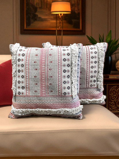 DORENZA CUSHION DUSTY ROSE & GREY 18 x 18 IN