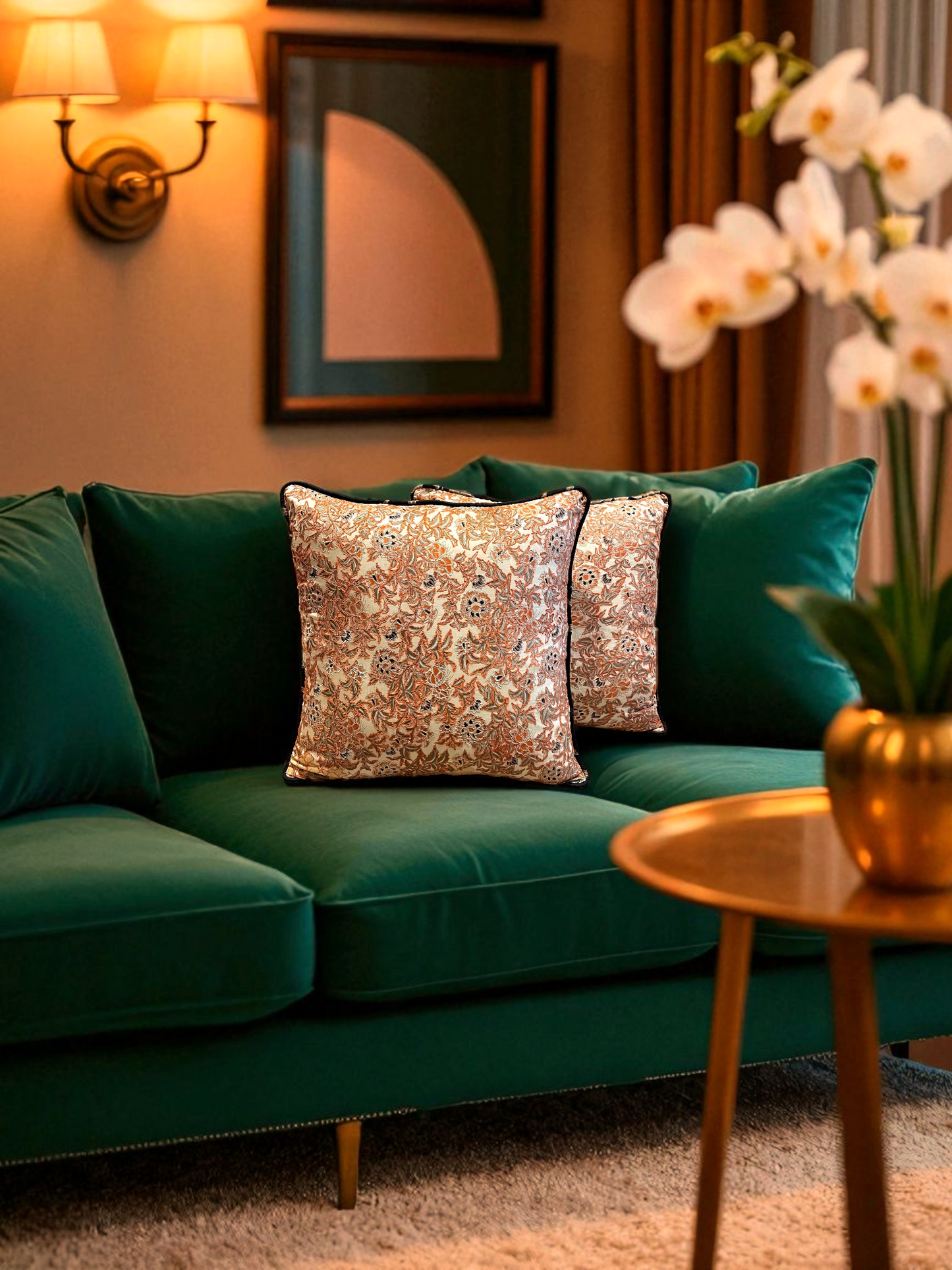 ROSHARI CUSHION ORANGE & IVORY 18 x 18 IN