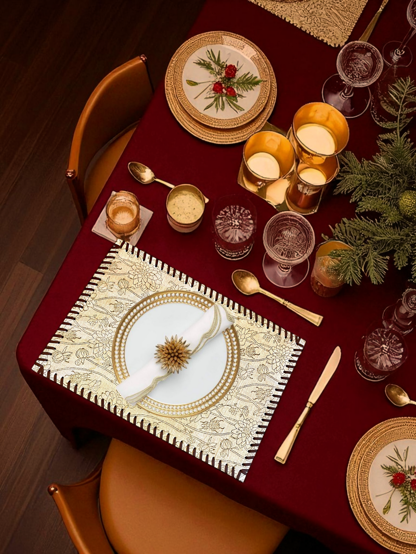 DIVINE TABLE MAT BEIGE & BROWN (PER PC)