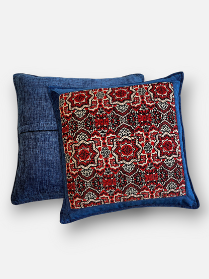 DELFARE CUSHION CRIMSON RED 18 x 18 IN