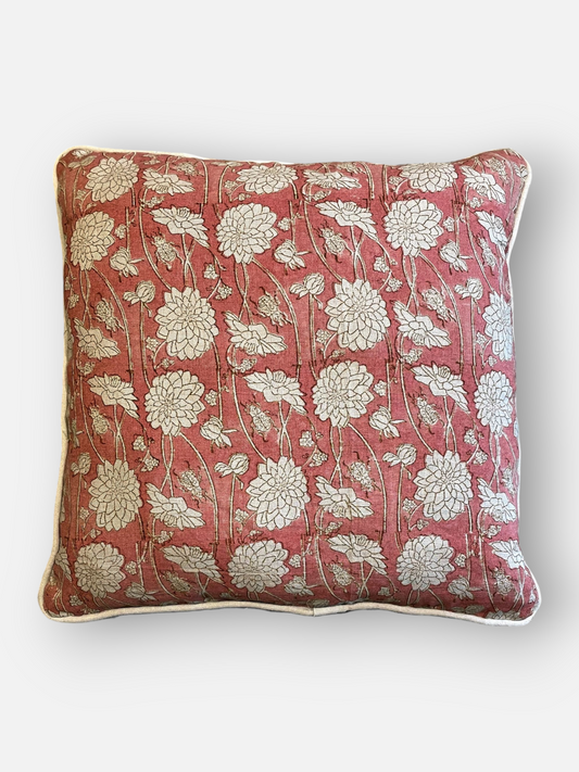 RHEVA BLOOM CUSHION DUSTY ROSE 20 x 20 IN