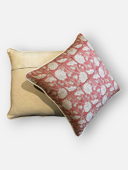 RHEVA BLOOM CUSHION DUSTY ROSE 20 x 20 IN